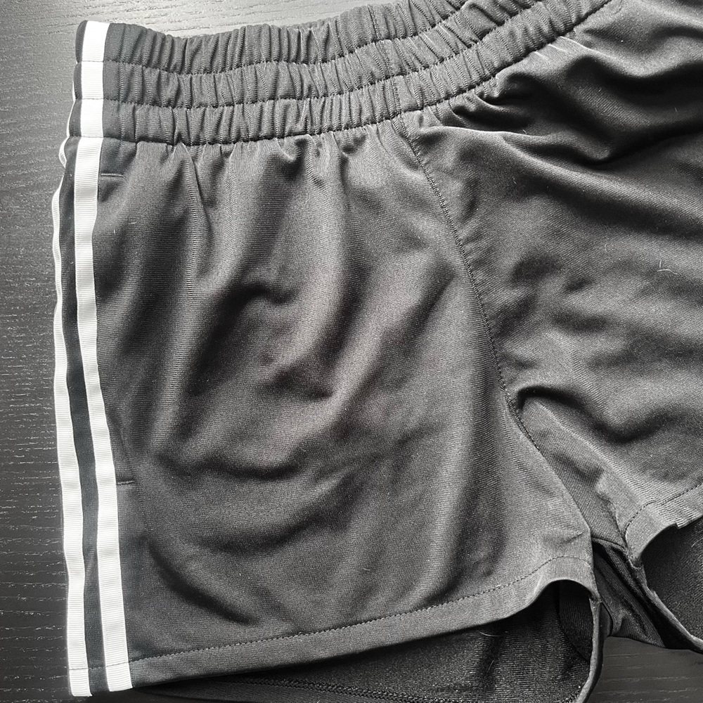 adidas Black 3-Stripes Women's Athletic Shorts - Picture 4 of 4